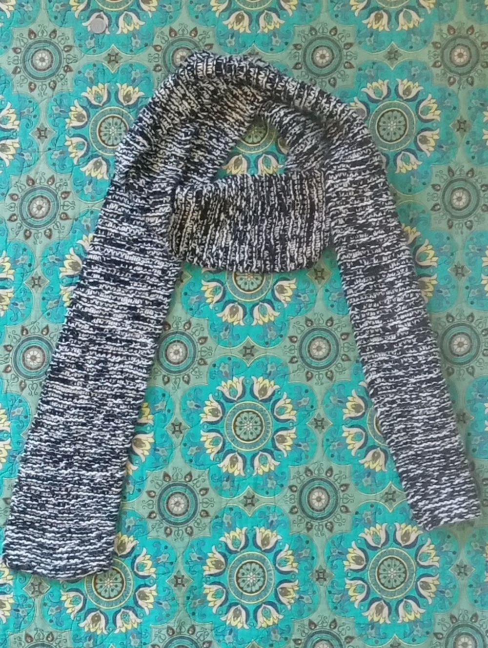 Black & White Marled Knit Scarf - Women Accessories